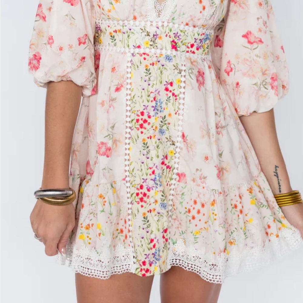 FLORAL CROCHET BUBBLE HEM DRESS - Picture 2 of 4